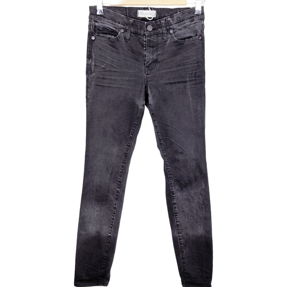 Madewell Skinny Skinny  Faded Black Jeans 5 Pocket Stretch Mid Rise Size 27